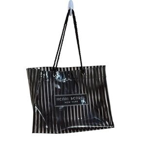 Henry Bendel clear stripe centennial beach bag iconic tote